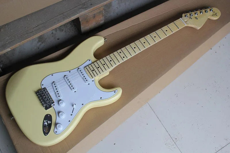 

China musical Instruments Scalloped Fingerboard Big Head ST Electric Guitar Vintage White maple fretboard stratocaster 85