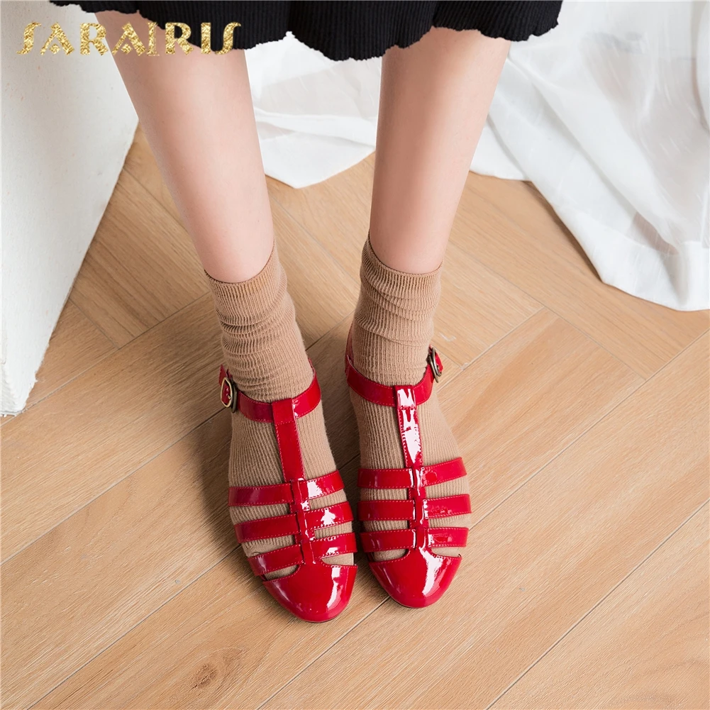

Sarairis Large Size 33-42 Cow Leather Leisure Vacation Sandals Woman Shoes Summer Casual Women Shoes Gladiator 2019 Sandals