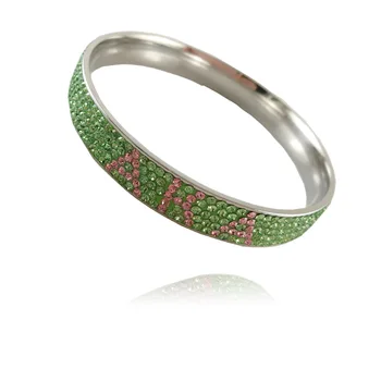 

wholse Alpha Kappap Alpha Sorority High Quality Crystal Stainless Steel bangle rhinestone AKA bangles Women Bracelets Jewelry
