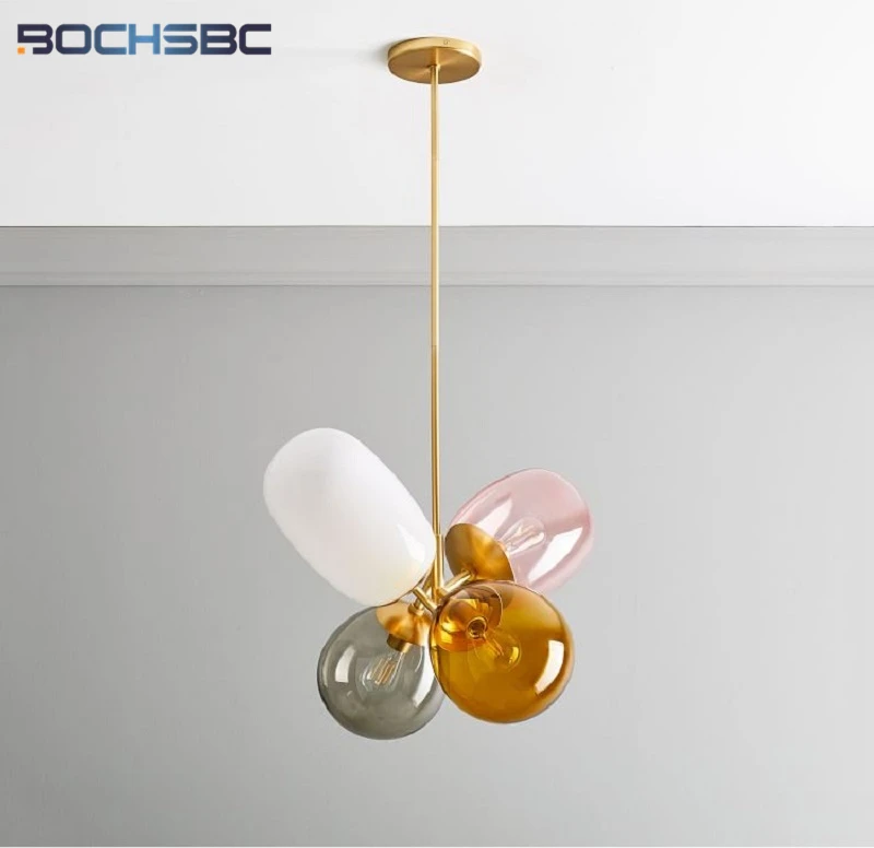 BOCHSBC 2019 NEW Color Balloon Stained Glass Ball Pendant Lamp For Children Bedroom Nordic Modern Light Hanging Fixture Hanglamp 4