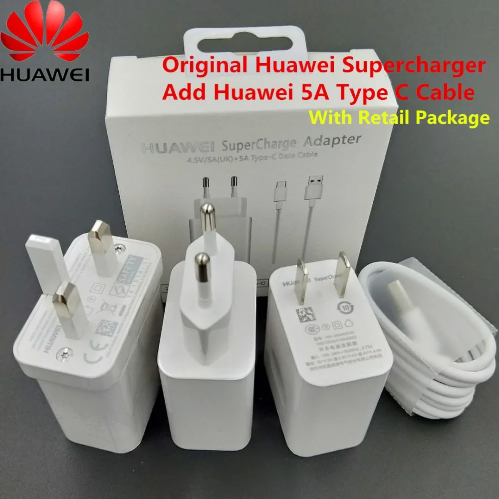 huawei 4,5 v 5a 5v 4.5a SuperCharge Зарядное устройство Usb Быстрая Зарядка адаптер 5A type C кабель для P20 Honor 20 Pro 20S 10 V10 V20