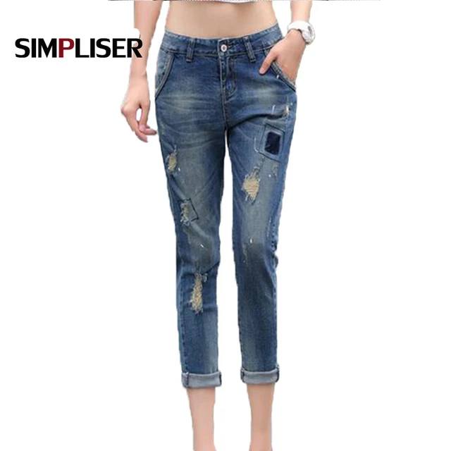 Pantalon La 2018 Déchiré Nouvelles Femmes D'été 25 Taille Jeans Plus faBCOpqwB