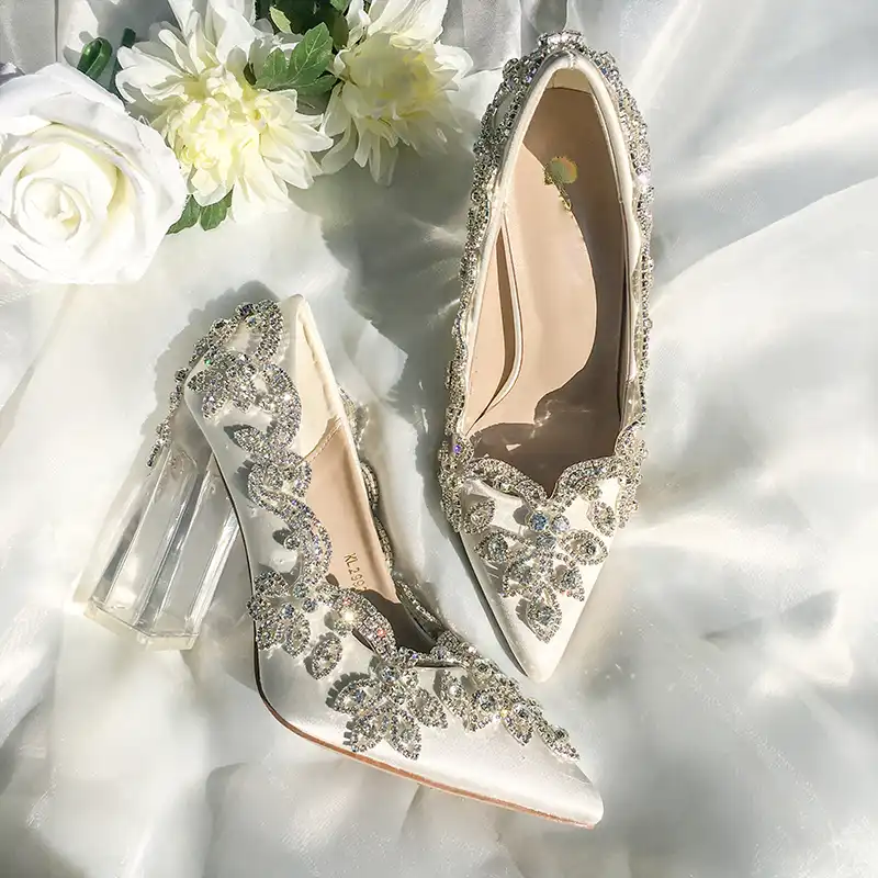 clear heels wedding shoes