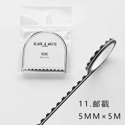 JIANWU 1 шт. 15 мм X 5 м черно-белая серия основа васи лента украшение для ноутбука скрапбук DIY офисные изделия и канцелярские принадлежности - Цвет: Postmark 5mmX5m