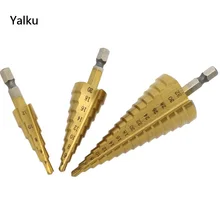 Yalku Drill Punch Step Drill 4-12/20/32mm HSS High Speed Steel Metal Drilling Bit Set Woodworking Core Bit Power Tools