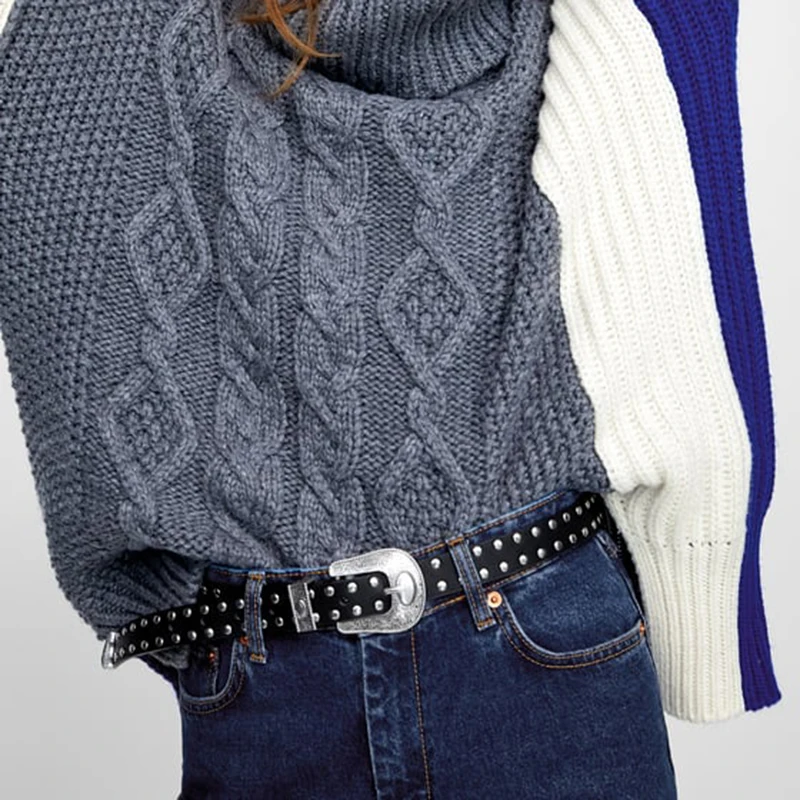 

Miwens Za 2019 New Style Silver Color Vintage Boho Maxi Metal Belts Women Geometric Trendy Rivet Long Belt Factory Jewelry A314