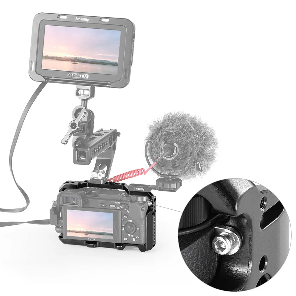 SmallRig A6100 клетка для камеры для sony A6400 особенность с Arri отверстие для определения местоположения, 1/4 3/8 резьбовых отверстий для аксессуаров крепления 2310