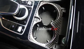 

For Benz GLC X205 2015 2016 carbon fiber Interior water cup holder decoration cover trim 1pcs