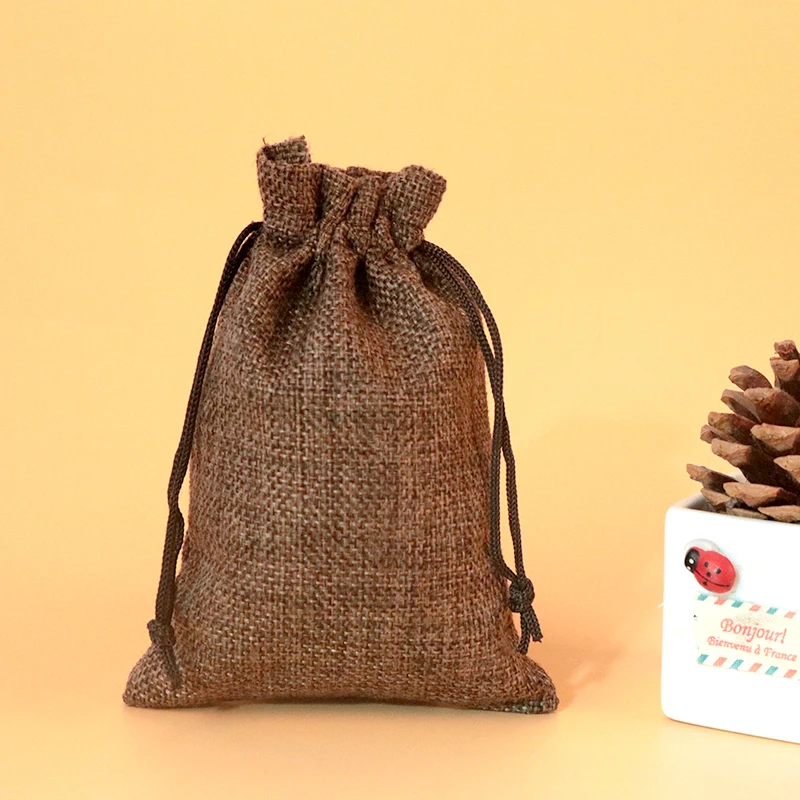 5 шт./лот 7x9 9x12 13x18 см маленькие джутовые сумки Саше ювелирные изделия пакеты для упаковки орехов польза льняной шнурок Подарочный мешок пакеты могут на заказ