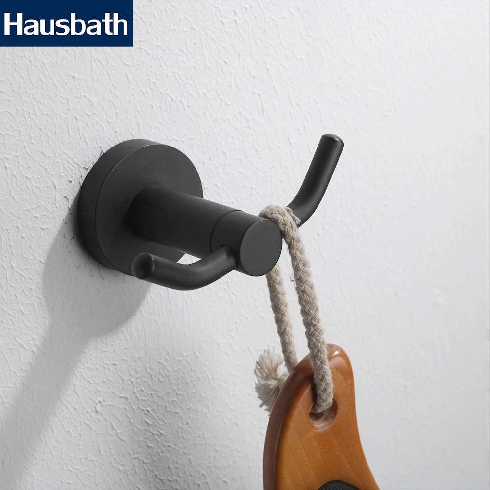 

Wall Robe Hook Black Surface Stainless Steel Chrome Brushed Towel Hook Bathroom Hardware