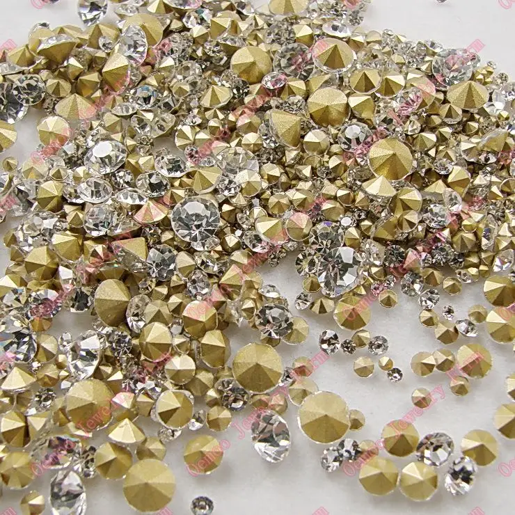 

SS5-SS38 Crystal Clear Mix Size About 500Pcs Nail Art Pointback Glass Round Rhinestone Glue On Rhinestones For Nail Art Jewelry