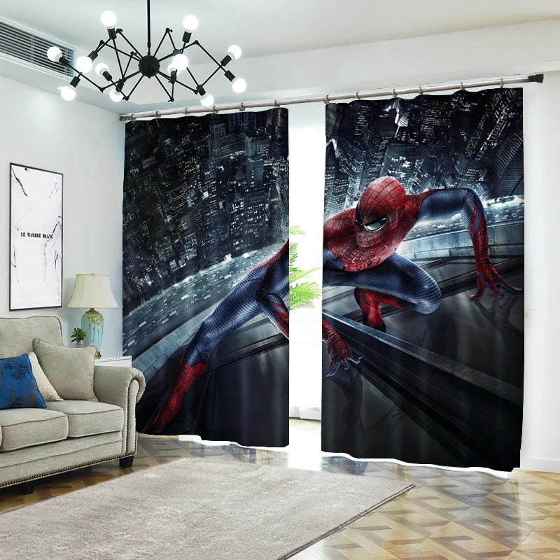 Индивидуальные Человек-паук Роскошные 3D затемненные занавески для окон, занавески для гостиной, кровати, комнаты, отеля, настенные гобелены Cortinas