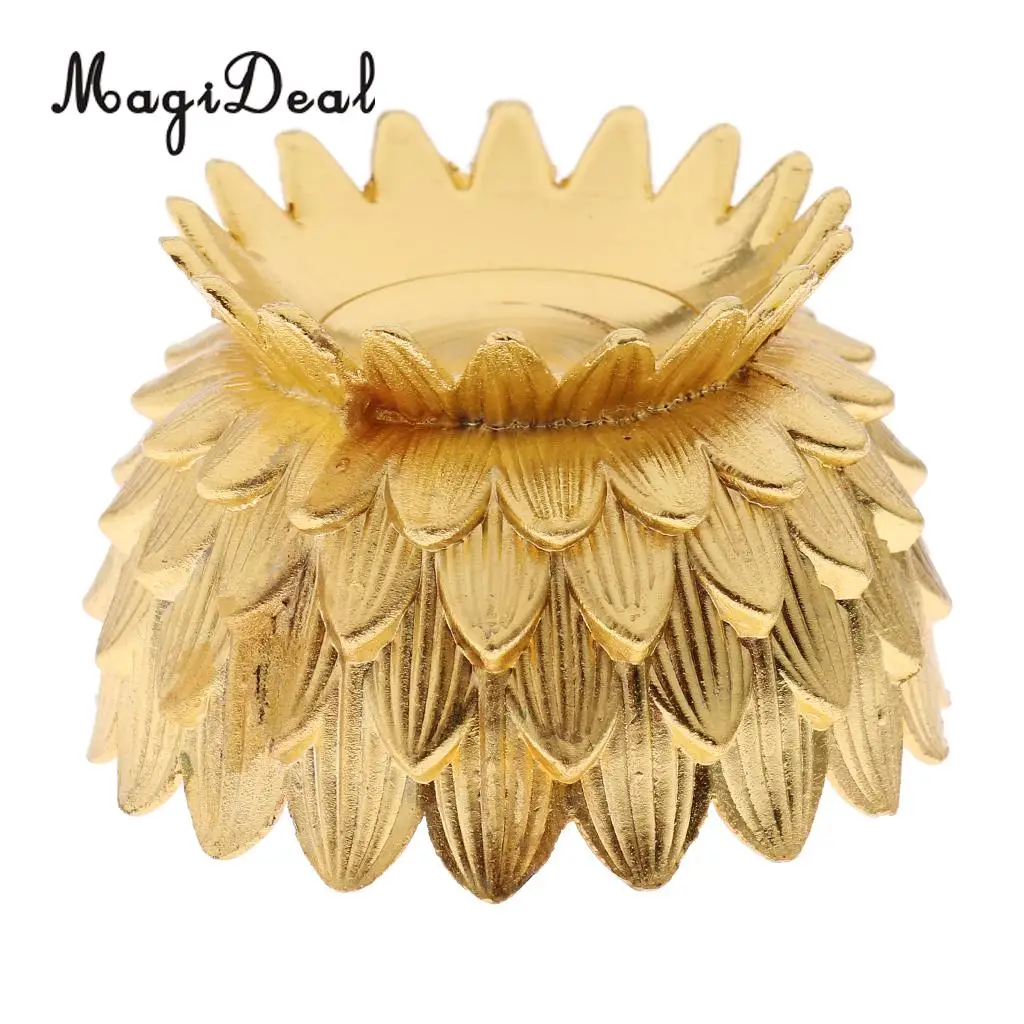 MagiDeal New Hot 1Pc Lotus Flower Shape Butter Lamp Candle Holder Tibetan Butter Brass Oil Lamp for Buddha Pray Craft Home Decor