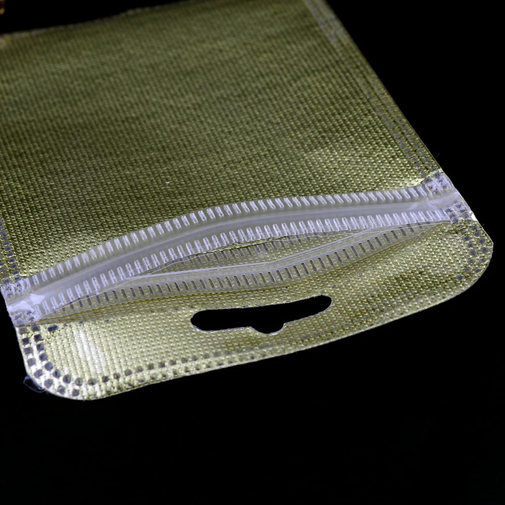 100pcs Gold Silver Plastic Non-woven  7.5*11cm Fabric  Zip Lock Self-Sealing Bag USB Cable Jewelry Packaging Storage Pouches 6