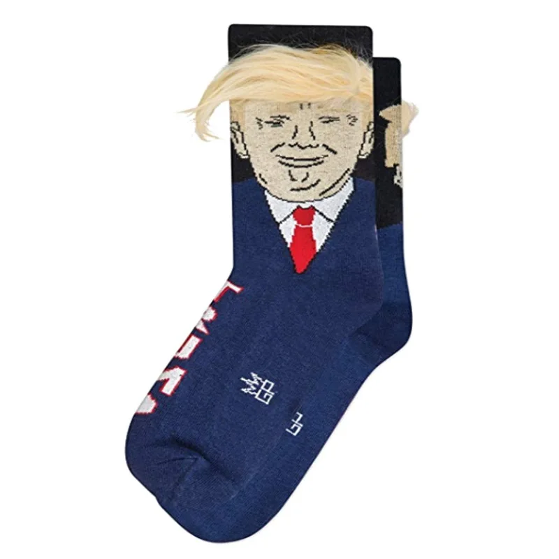 Новый Дональд Трамп на резиновой подошве для маленьких детей; носки 3D накладные волосы нескользящих носочков