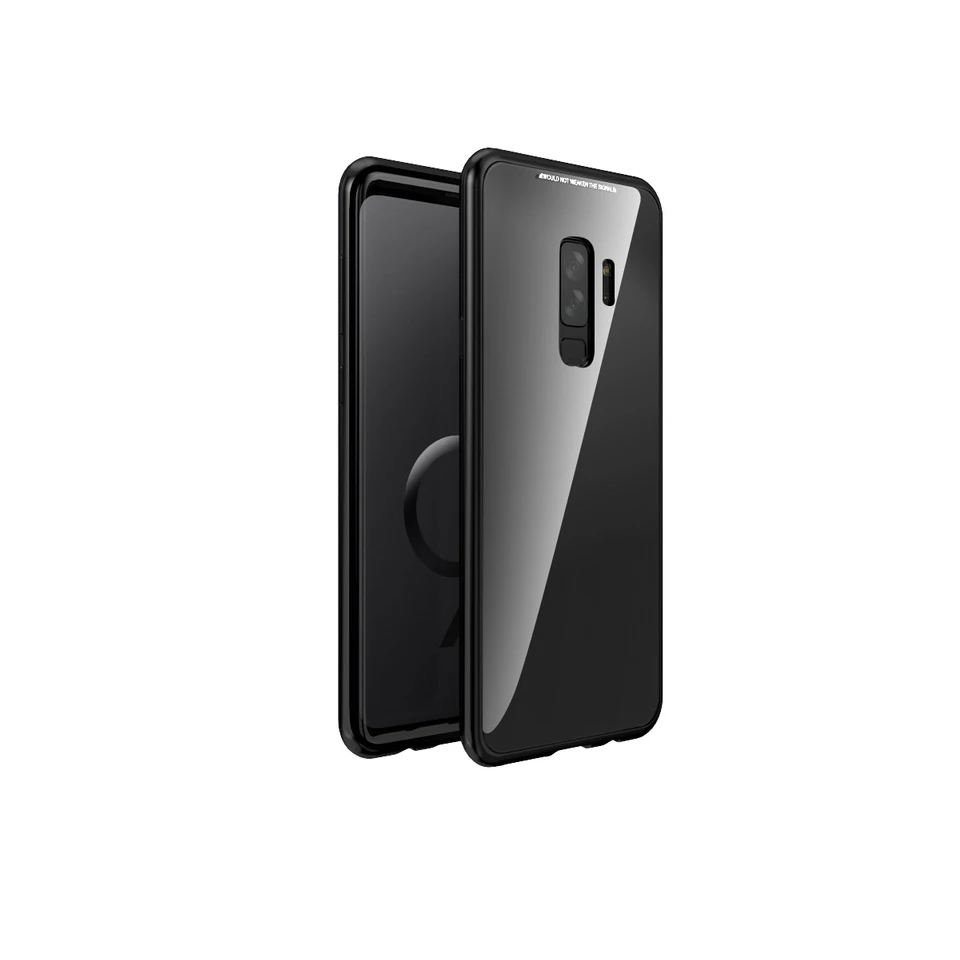 Tendway Магнитный флип-чехол для Samsung Galaxy S8 S9 Plus закаленное Стекло задняя крышка Роскошный металлический корпус Чехол - Цвет: Full Black