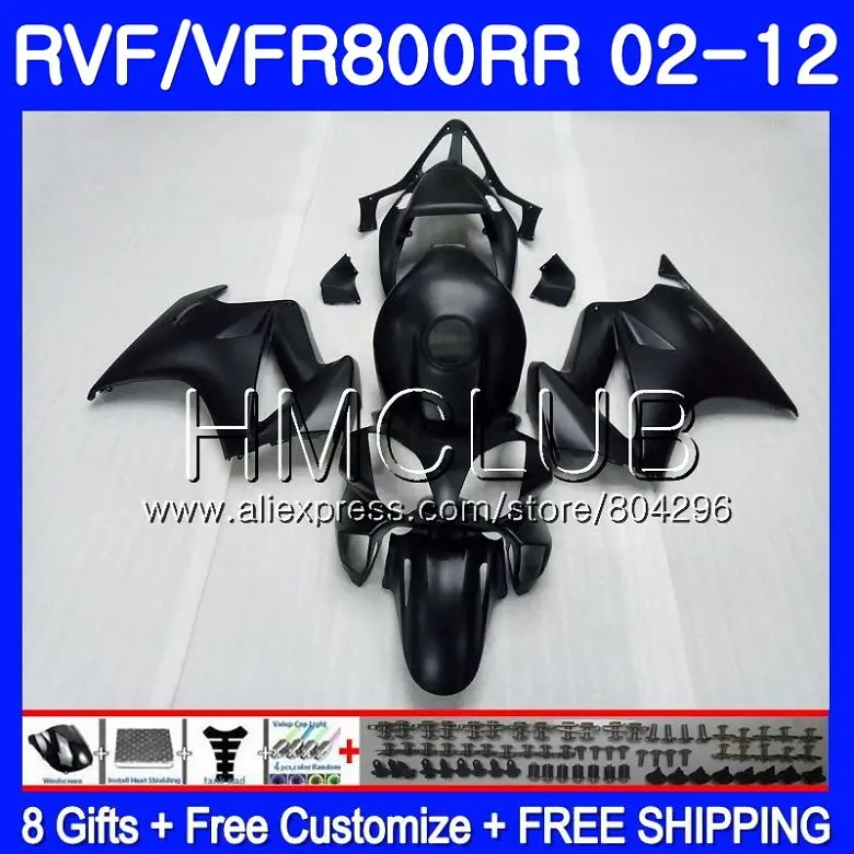 Перехватчик для HONDA VFR800RR 02 08 09 10 11 12 79HM14 VFR800 RR VFR 800RR матовый черный 2002 2008 2009 2010 2011 2012 обтекатели