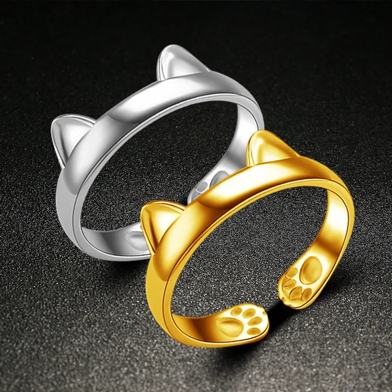 

6mm New Cat Ring Female Open Cute Totoro Ear Paw Tail Ring Cartoon Ear Claw Footprint Opening Adjustable Ring Ms. Gift Party