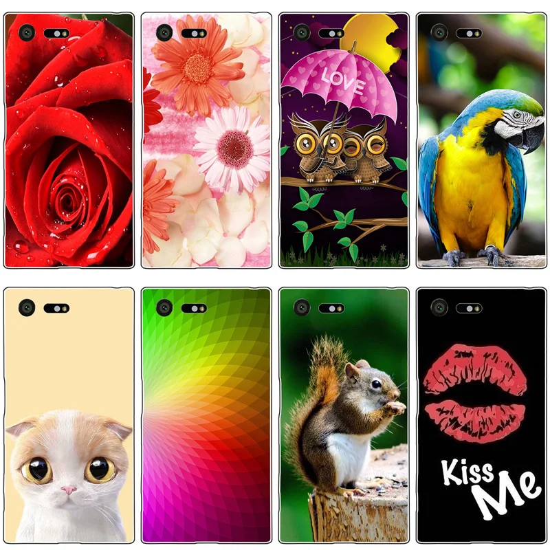 

Painted Case For Sony Xperia X Compact Case Silicone Soft TPU Cases for Sony X Compact F5321 Cover Wildflowers Cute Animal Bags