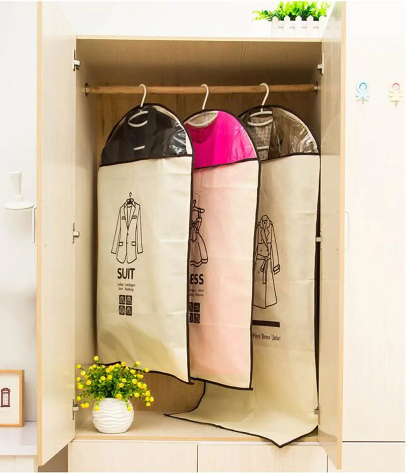 

large Vacuum Bags for Storing Clothes Garment Suit Coat Dust Cover Protector Wardrobe Storage Bag Case for Clothes Organizador