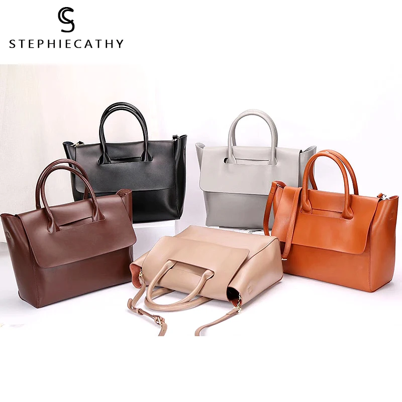 SC Fashion Brand Leather Lady Totes Women Trapeze Bags Shoulder&Crossbody Bag Female Large Flap Gen