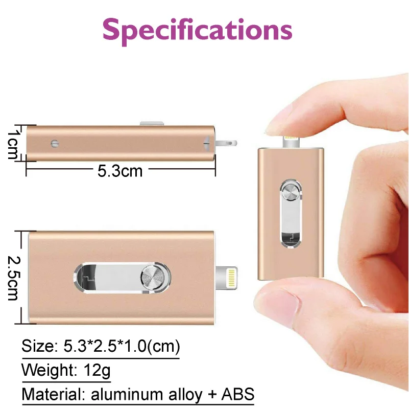 16/32/64GB Storage Flash Drive 128GB 256GB Mini Memory USB Flash Drive Stick For iOS iPhone/iPad/Mac/Android/PC OTG Pendrive