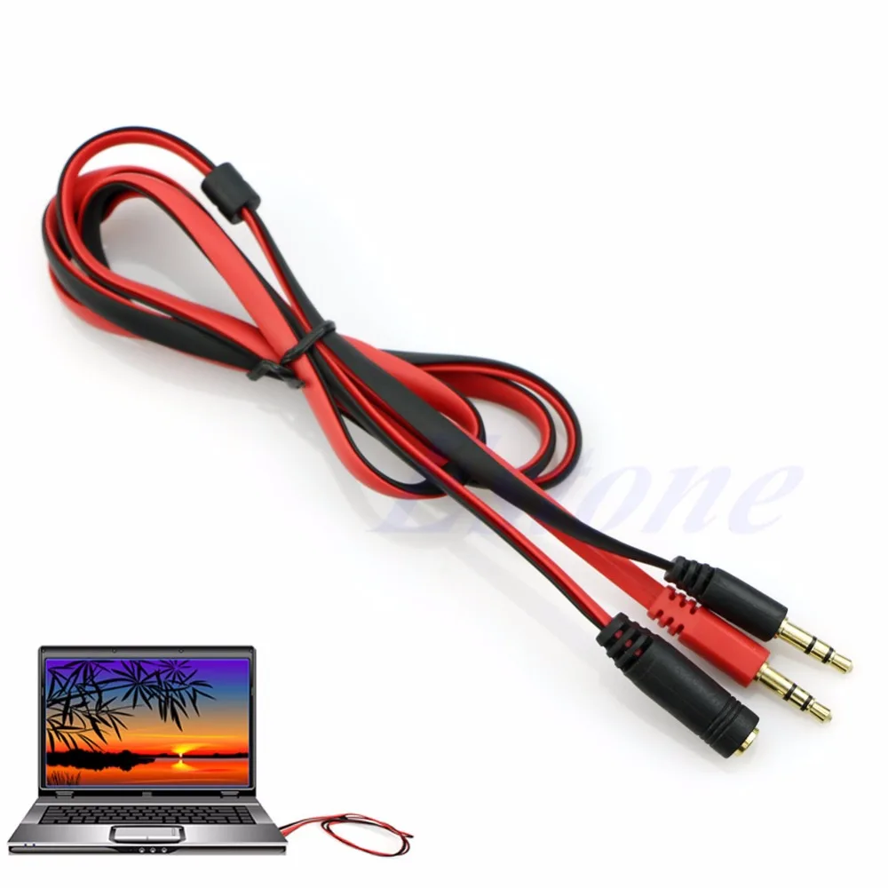 

OOTDTY 3.5mm Female to Dual Male Headphone Splitter Mic Audio Extension Cable For PC