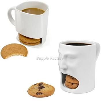 

Creative Ceramic Biscuit Cups 8oz 6oz Coffee Cookies Milk Dessert Tea Cup Bottom Storage Mugs for Cookie Biscuits Pockets Holder
