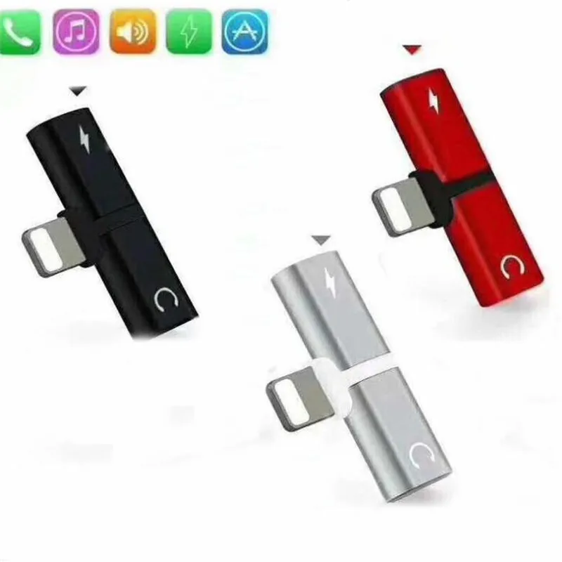 Goedkoop Voor Bliksem naar 3.5mm Audio Adapter Voor iPhone 7 8 7 plus Splitter Oortelefoon 2 in 1 Jack Aux kabel Converter Voor IOS 11
