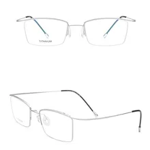 MONGOTEN сверхлегкий унисекс Мода Титан Половина обода линза для рецептов оправа для очков Goggle Серебряные очки для чтения