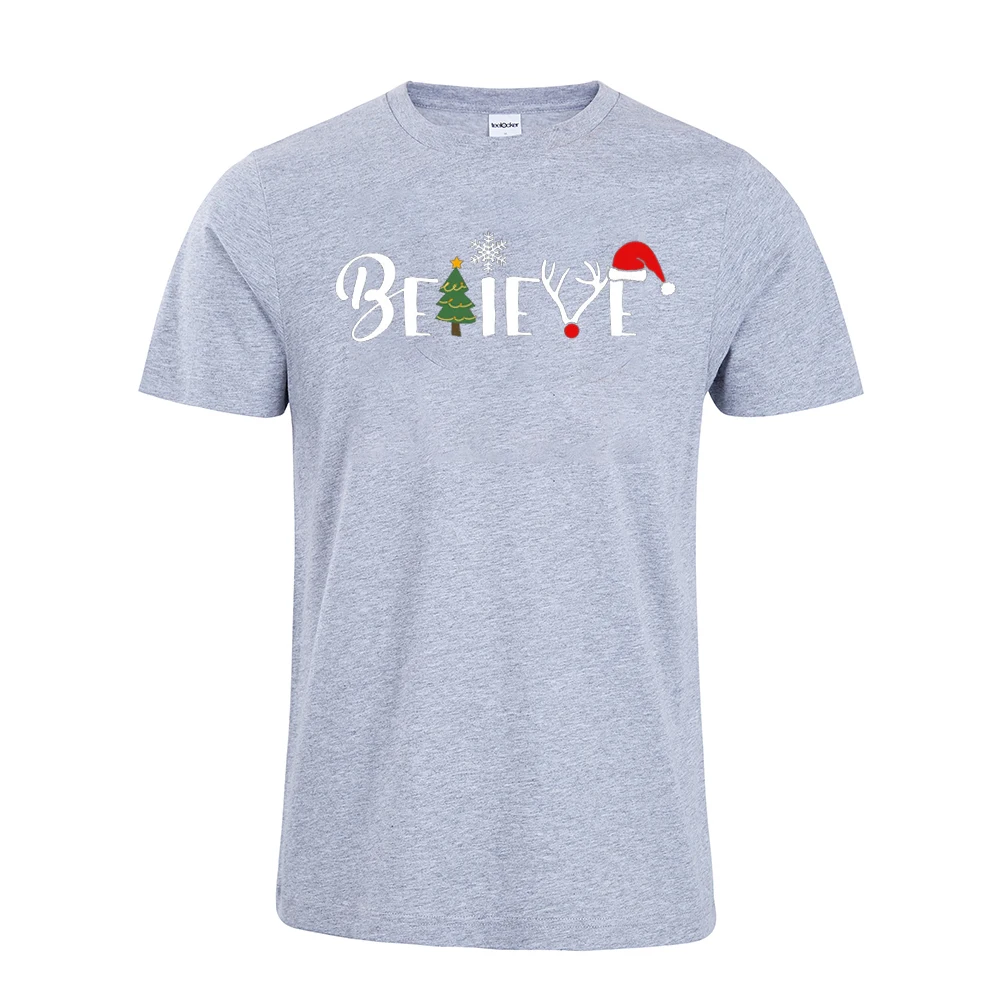 Рождественская футболка с надписью «Believe», Женская рождественская футболка, удобная футболка унисекс, женская футболка с надписью «Believe Santa»
