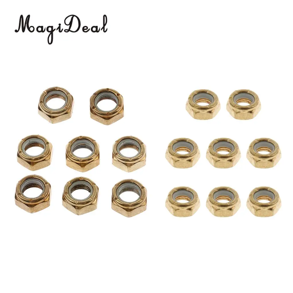 

MagiDeal 16 pcs Skateboard Longboard Screw Nuts 7x10x14mm 6x9x12mm for Kingpin