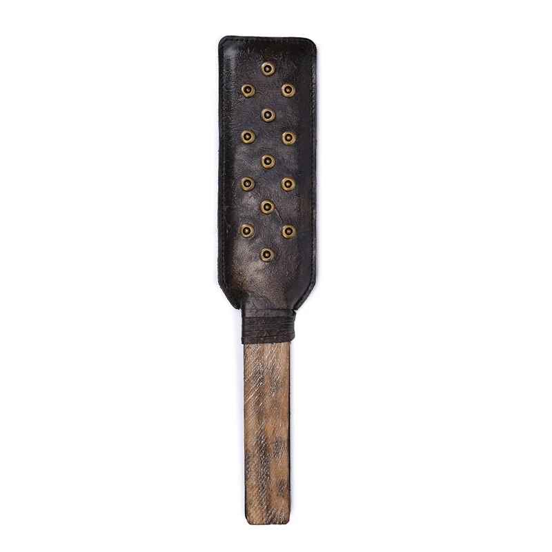 Comprar Cuero de vaca látigo de cuero auténtico Bdsm nalging Paddle Bondage Flogger mango de madera forro de hierro juguetes sexuales para parejas juego de adultos