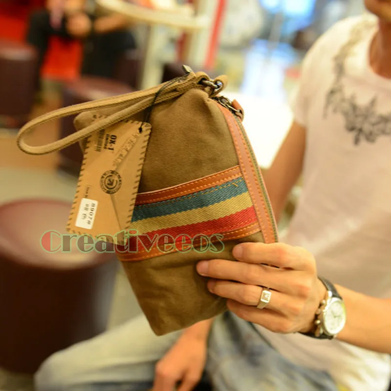 Мужская и Женская корейская модная тканевая винтажная сумка на запястье для путешествий, мобильного телефона, сумка на ремне, кошелек, сумка на талию, мужская сумка-клатч