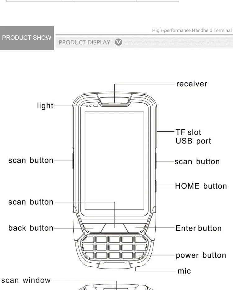 Caribe PL-40L 2D сканер штрих-кода Android с RFID считыватель портативный КПК 4000 мАч батарея