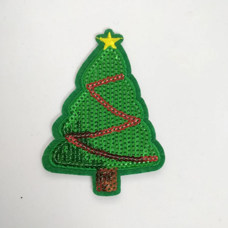 20pcs Christmas Tree Xmas Decor Embroidered Sequined Patches Iron On