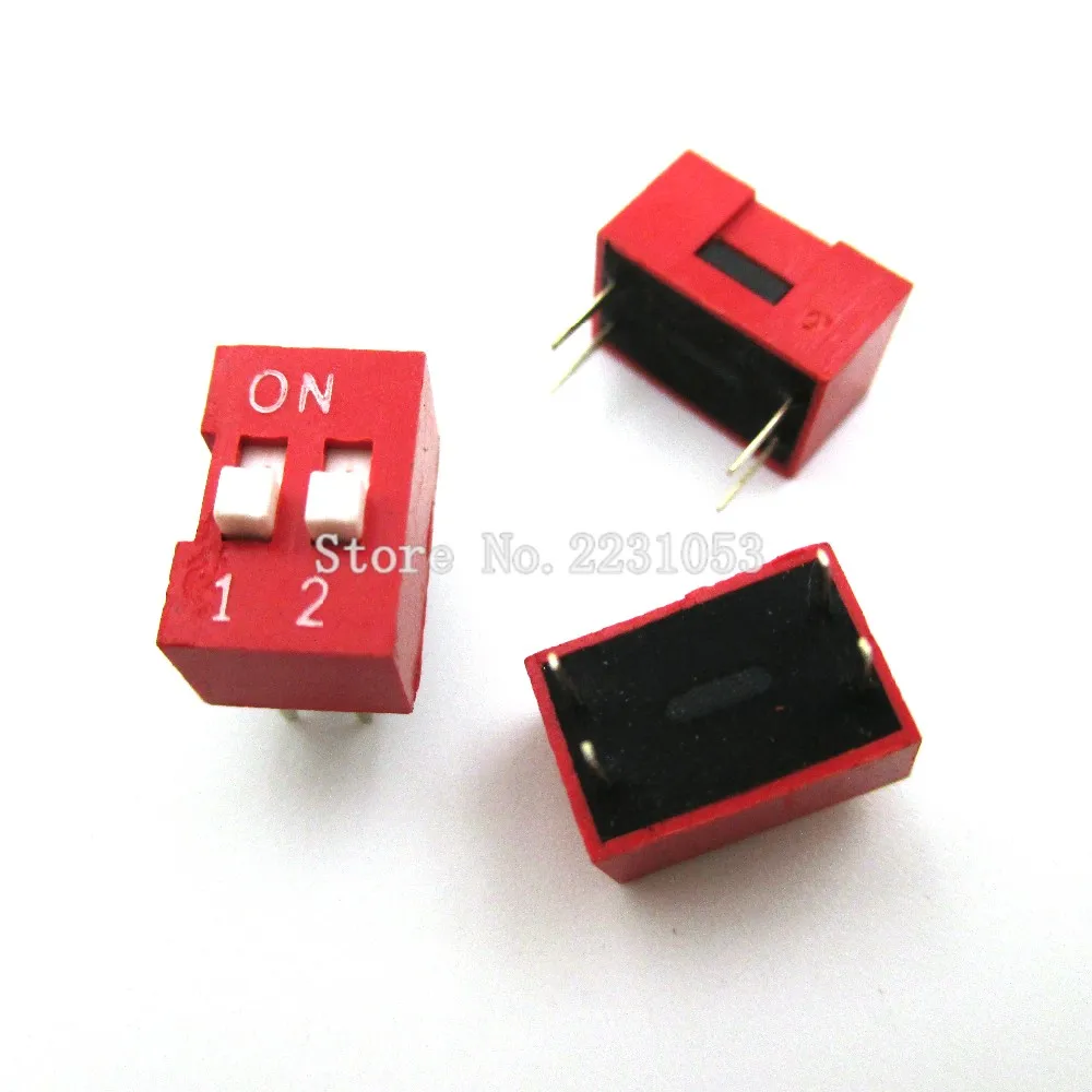 20pcs 2-Position WAY RED Pitch DIP Slide Type Switch Module 2.54 mm 