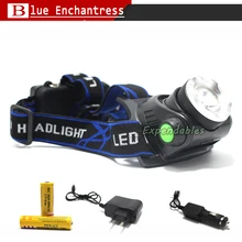 Горячий светодиодный налобный светильник T6 налобный фонарь налобный светильник светодиодный налобный фонарь вспышка светильник фонарь+ AC/Автомобильное зарядное устройство+ 18650 перезаряжаемый аккумулятор