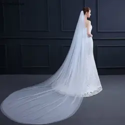 Элегантная свадебная фата 3 М длинные мягкие Свадебные вуали с гребешком двухслойные цвета слоновой кости белый цвет невесты Свадебные
