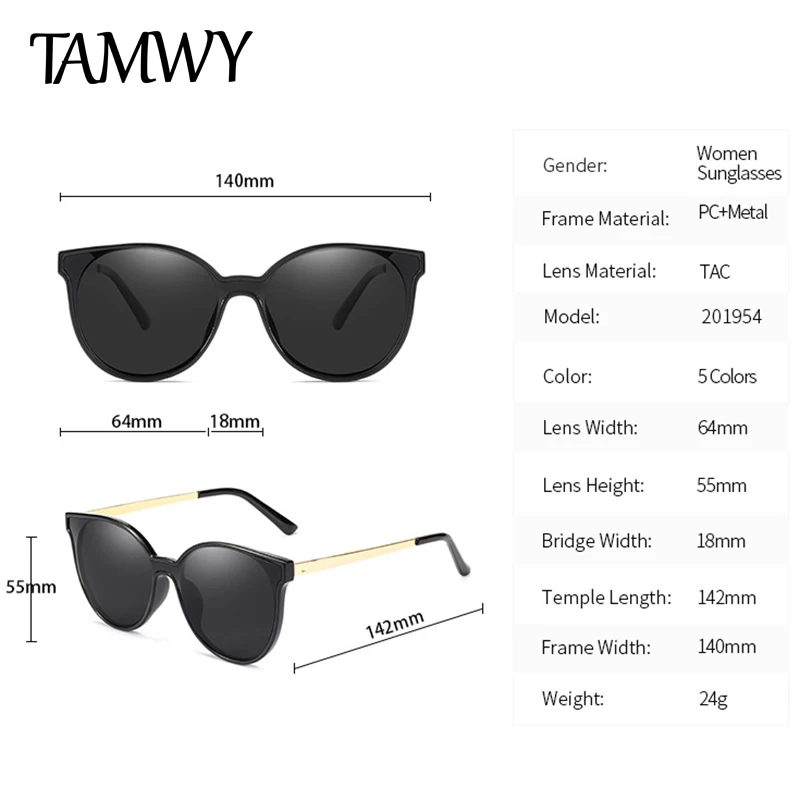 Женские солнцезащитные очки кошачий глаз TAMWY брендовые Ретро стиль