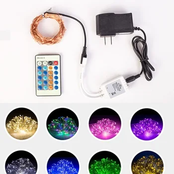 

10m 20m 30m 50m LED Outdoor Christmas Fairy Lights Warm White Copper Wire LED String Lights Starry Light + remote Power Adapter