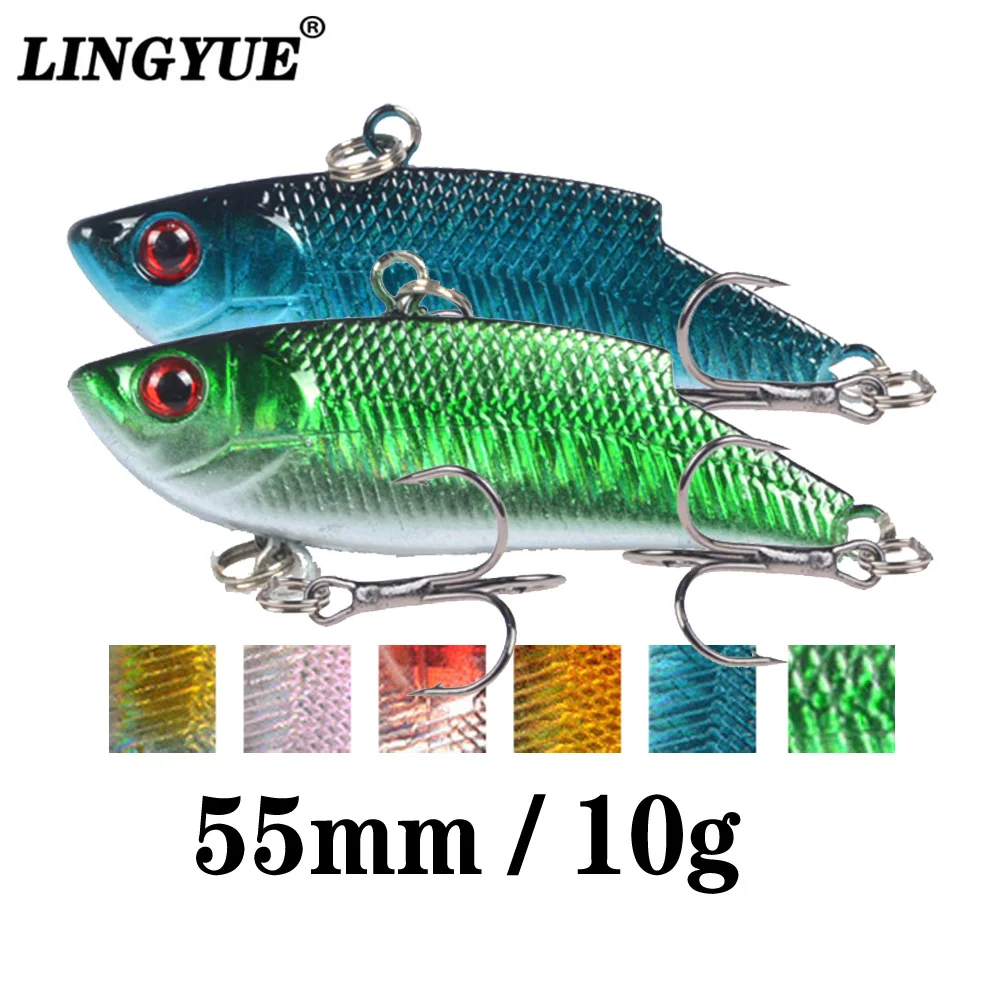 LINGYUE Isca artificiel 55mm 10g Leurre de pêche hiver VIB cuillère appât dur manivelle Wobbler Leurre pêche Salmo pour la pêche