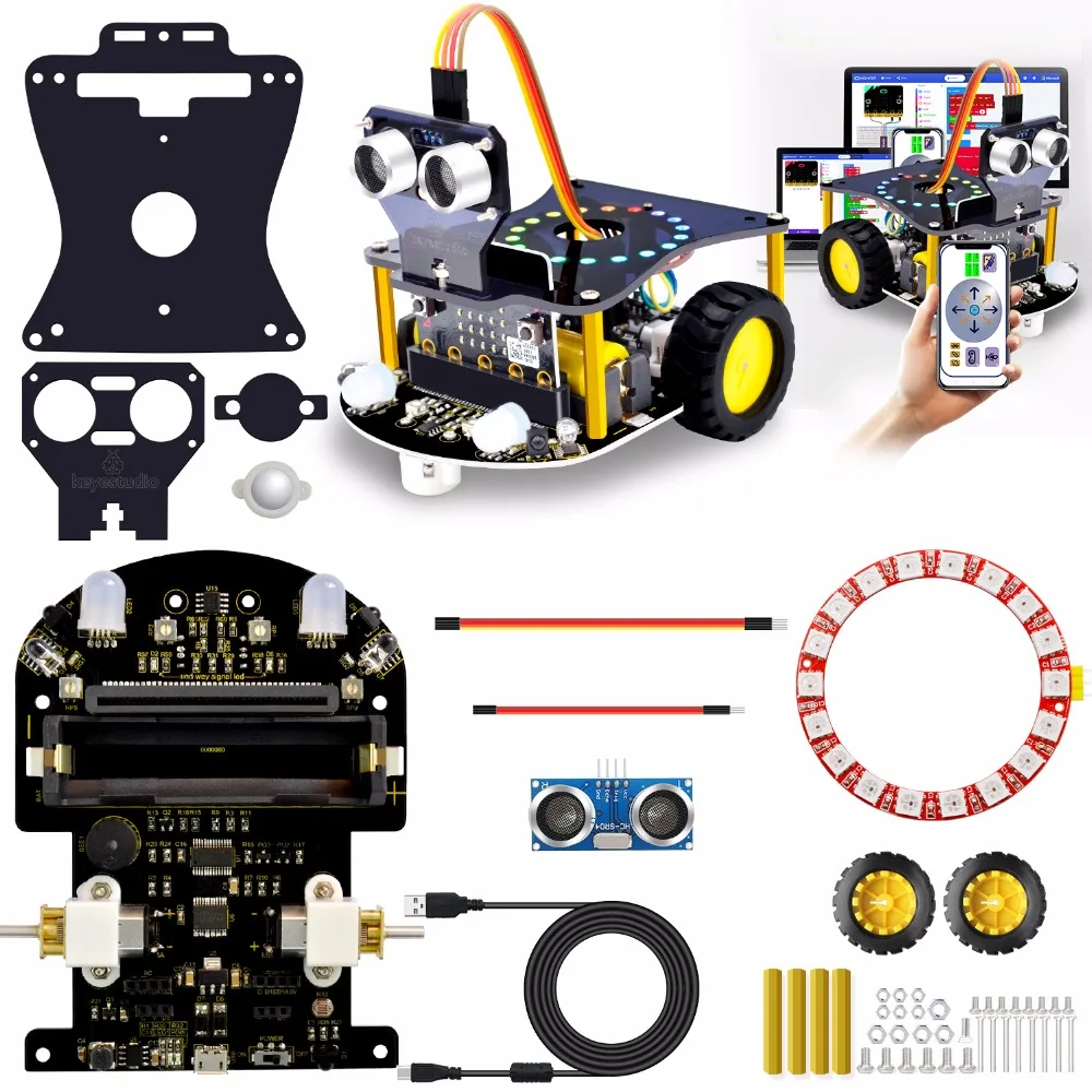 2019New! Keyestudio микро: бит мини умный робот автомобиль V2.0 для Arduino(без микро: бит основной платы