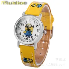 Ruislee hot sell 3D Eye minion children Cartoon watch women men quartz watch kids leather watches students sports wristwatches