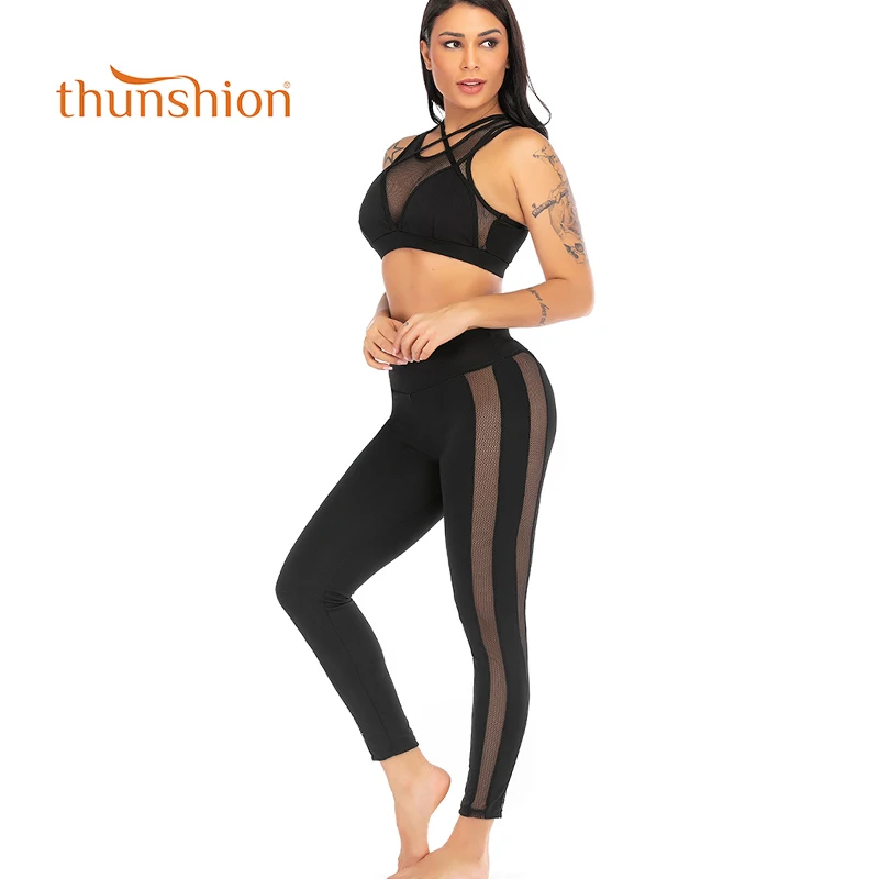 

Thunsion Women Sports Suit for Yoga Running Fitness Walkout Clothes Sexy Hollow Yoga Set gym Sport Set