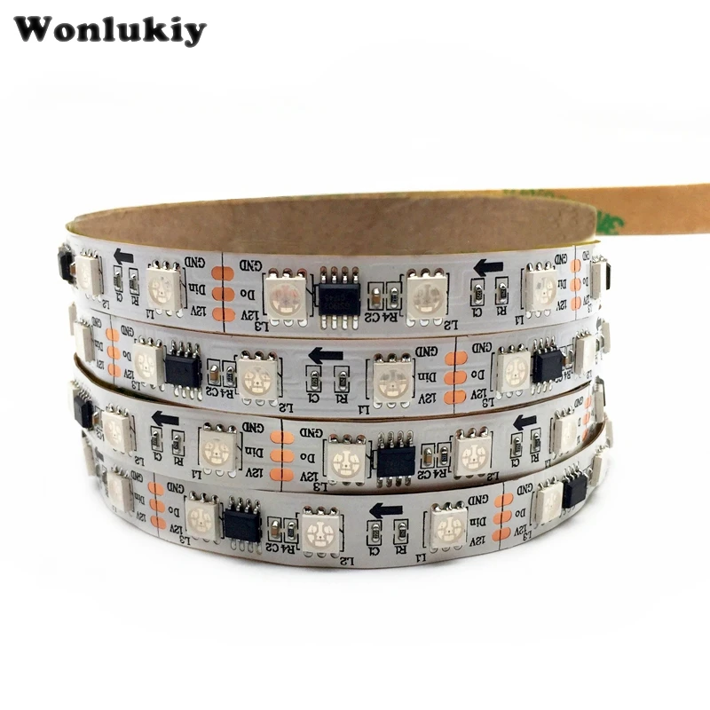 WS2811 Светодиодная лента 5 м 60 светодиодов/m ws2811 снаружи IC метр DC12V Белый/Черный PCB 2811