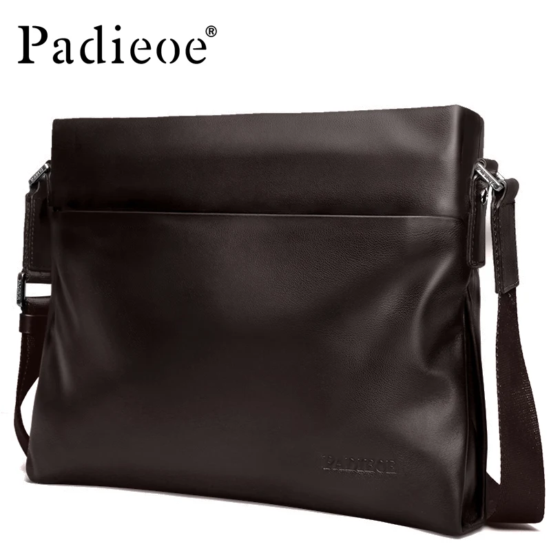 

Padieoe Leather Shoulder Bag Fashion Cowhide Leather Men's Crossbody Bag Large Capacity Messenger Bag for Male Bag Casual Travel