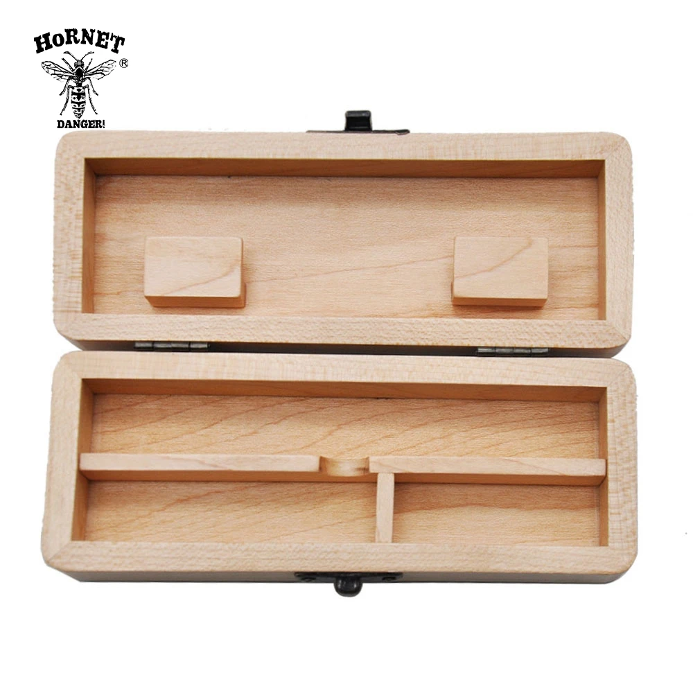 HORNET Wood Stash Box With Rolling Tray Natural Handmade Wooden Tobacco and Herbal Storage Box For Smoking Pipe Accessories