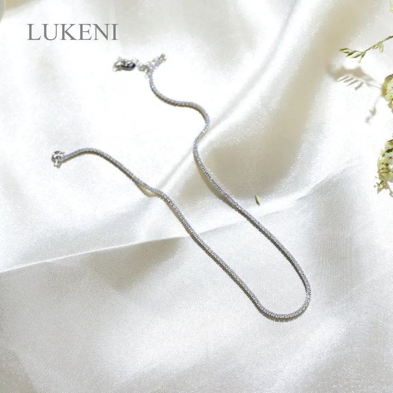 Acheter LUKENI nouveau S925 en argent Sterling Micro incrusté Zircon court doux clavicule Choker colliers pour fille à cadeau bijoux