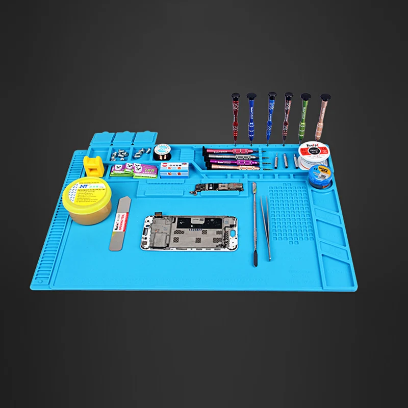 UANME 32x48cm Heat Insulation Silicone Pad Desk Mat Maintenance Platform for BGA Soldering Repair Station with Magnetic Section UANME 32x48cm Heat Insulation Silicone Pad Desk Mat Maintenance Platform for BGA Soldering Repair Station with Magnetic Section
